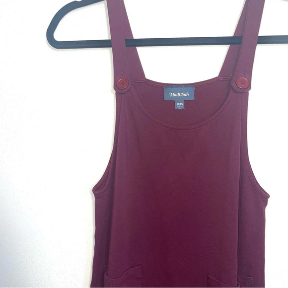 ModCloth Love of Layering Burgundy Pocket Overall Mini Dress XXsmall Women’s - Picture 4 of 11